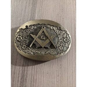 Freemason Solid Brass Belt Buckle w/ Engraving First Edition Made In USA Award